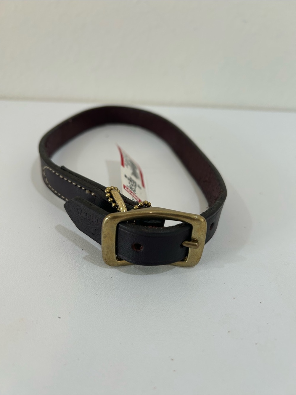 Pet Depot Dark Brown Leather Dog Collar with Brass Buckle 20” Lat, NWT